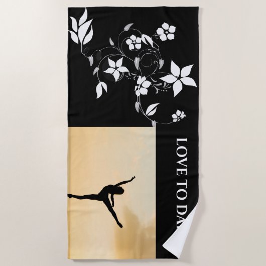 Serviette de plage "LOVE TO DANCE". (Devant)