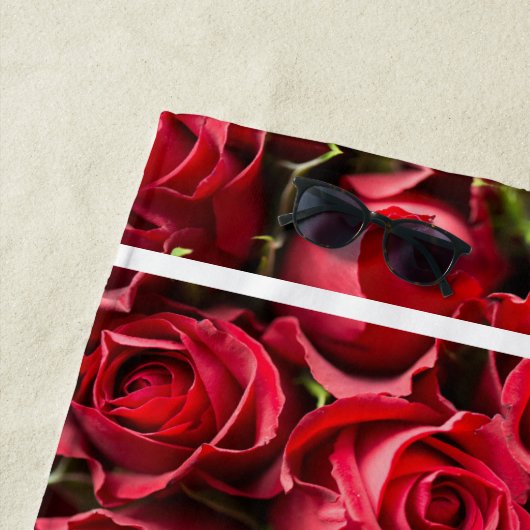 Serviette De Plage Love You Heart Photo Red Roses Modern Script migno (En situation)