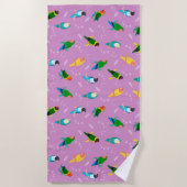 Serviette De Plage Lovebirds of Rainbow Colors Motif (Devant)
