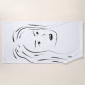 Serviette De Plage Loyal Black Line Art Femme Visage Digital Handraw (Devant)