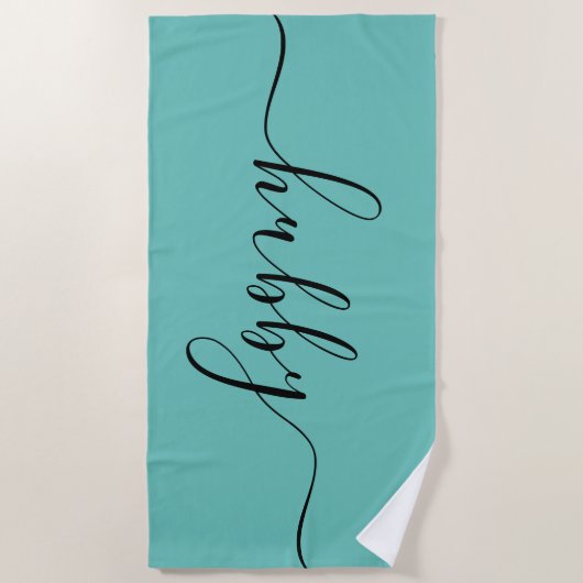 Serviette de plage - Lumière du hubby Turquoise (Devant)