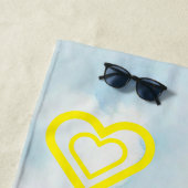 Serviette De Plage Lumière et Coeurs Bleus (En situation)