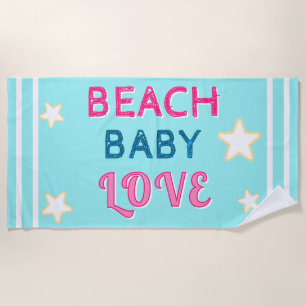 Serviette De Plage Lumière rose bleu de plage Bébé Amour Étoiles
