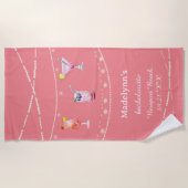 Serviette De Plage Lumières de fête rose personnalisées pour l'enterr (Devant)