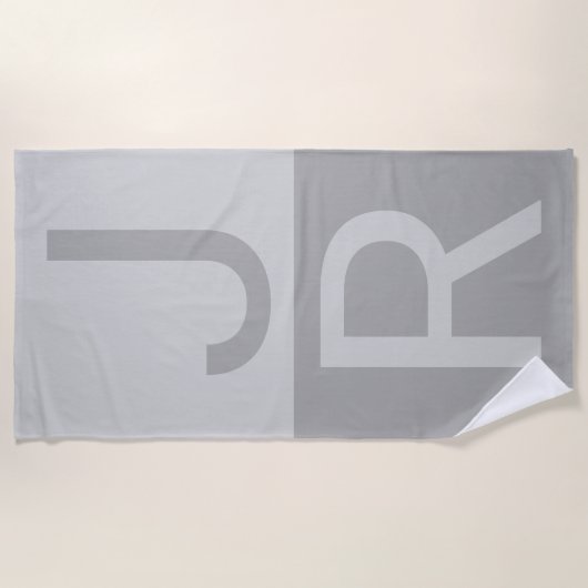 Serviette De Plage Lumineuses Gris & Gris Initiales Modernes Monogram (Devant)
