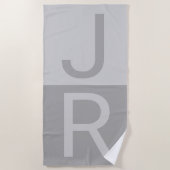 Serviette De Plage Lumineuses Gris & Gris Initiales Modernes Monogram (Devant)