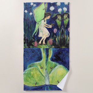 Serviette De Plage Luna Moth Fairy Fleurs sauvages Bee Maureen Girard