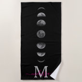 Serviette De Plage Lunar Moon Phases | Celestial Personalized Name (Devant)
