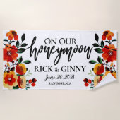 Serviette De Plage Lune de miel de mariage Fleurs aquarelles Personna (Devant)