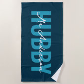 Serviette De Plage Lune de miel du Monogramme bleu Hubby (Devant)