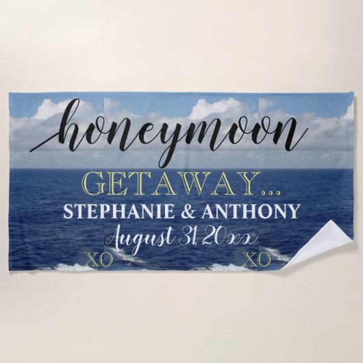 Serviette De Plage Lune de miel Getaway Ocean Waves Blue Sky XO (Devant)