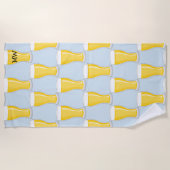Serviette De Plage Lunettes de bière - Personnaliser avec vos initial (Devant)