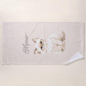 Serviette De Plage Lunettes de chat blanc crème (Devant)