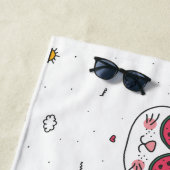 Serviette De Plage Lunettes de pastèque de chat blanc amusantes (En situation)