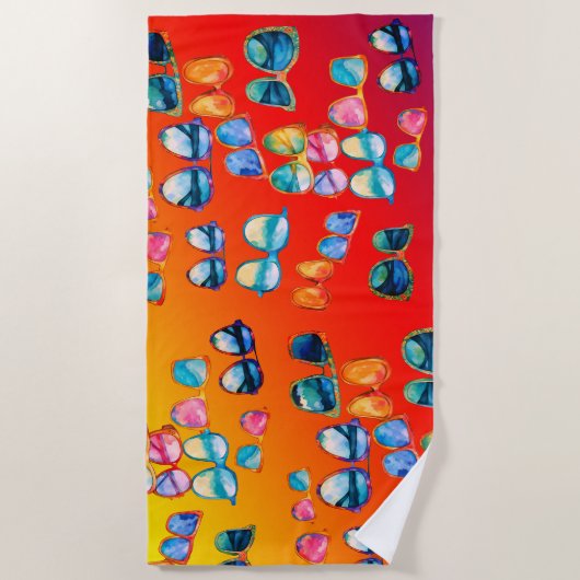 Serviette De Plage Lunettes de soleil Boho Vibes d'été (Devant)