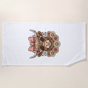 Serviette De Plage Lunettes de soleil de vache des Highlands mignonne