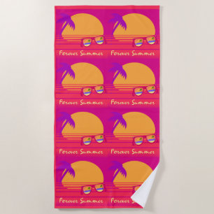 Serviette De Plage Lunettes de soleil Forever Summer Sunset Slogan Ré