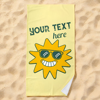 Serviette De Plage Lunettes de soleil jaunes Bonheur Vacances d'été S