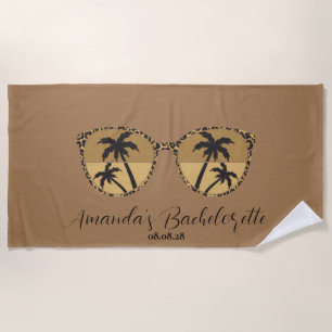 Serviette De Plage Lunettes de soleil rétro marron personnalisées Ent