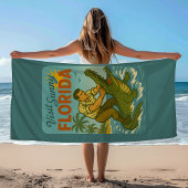 Serviette De Plage Lutte de Floride avec des Alligators | Plage Rétro