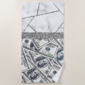 Serviette De Plage Luxe Dollars Argent Intérieur Marbre Parties scint (Devant)