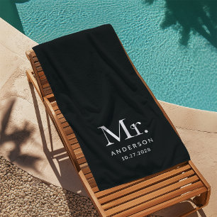 Serviette De Plage Luxe Elegance Black Date du ministre et du Maria