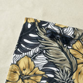 Serviette De Plage Luxe Elegant Or N' Black Tropical Flowers (En situation)