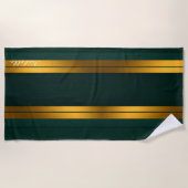 Serviette De Plage Luxe Popular Green Gold Linen Texture Collection (Devant)