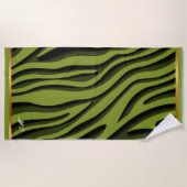 Serviette De Plage Luxe Soft Green Gold 3D Zebra Wave (Devant)