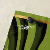 Serviette De Plage Luxe Soft Green Gold 3D Zebra Wave (En situation)