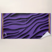 Serviette De Plage Luxe Soft Purple Gold 3D Zebra Wave (Devant)
