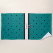 Serviette De Plage Luxueuse Été Monogramme Turquoise Moderne (Devant)