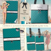 Serviette De Plage Luxueuse Été Monogramme Turquoise Moderne