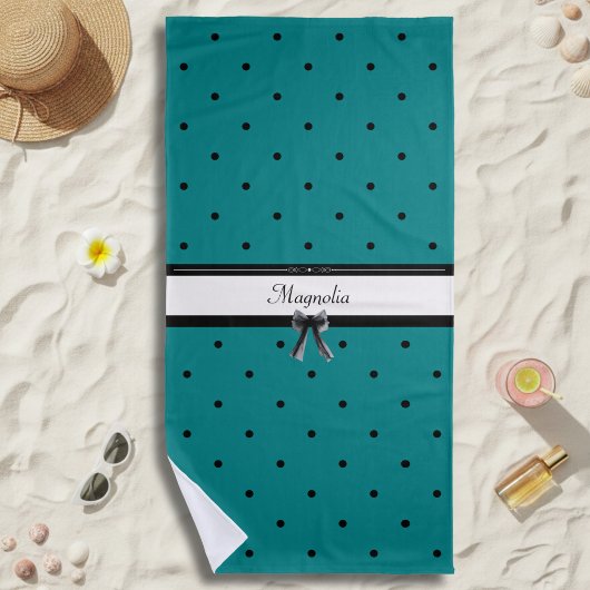 Serviette De Plage Luxueuse Été Monogramme Turquoise Moderne