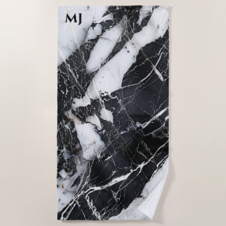 Serviette De Plage Luxury Black And White Marble