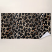 Serviette De Plage Luxury Glitter Brown Black Gold Leopard Pattern (Devant)