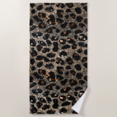 Serviette De Plage Luxury Glitter Brown Black Gold Leopard Pattern (Devant)