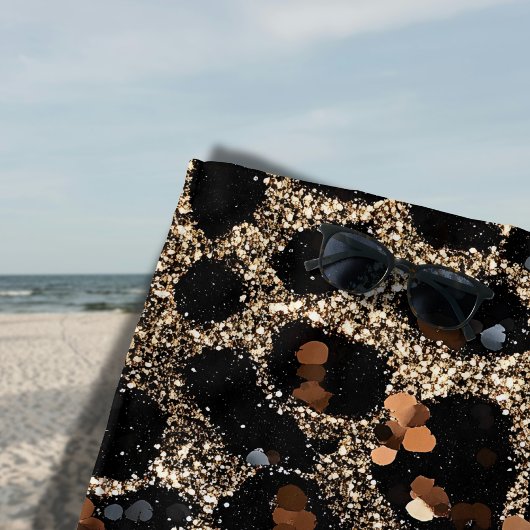 Serviette De Plage Luxury Glitter Brown Black Gold Leopard Pattern