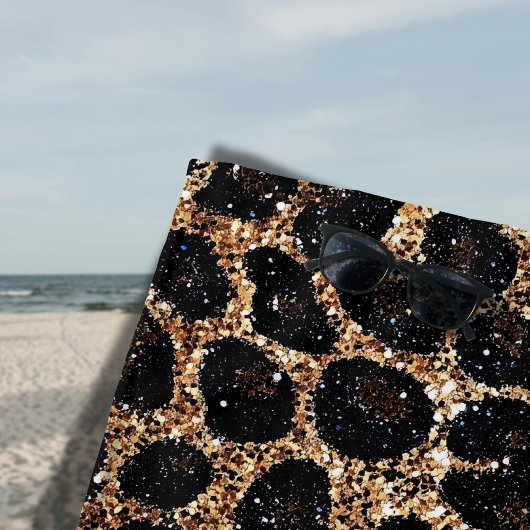Serviette De Plage Luxury Glitter Gold Brown Black Leopard Pattern