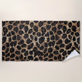 Serviette De Plage Luxury Glitter Gold Brown Black Leopard Pattern (Devant)