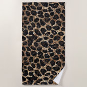 Serviette De Plage Luxury Glitter Gold Brown Black Leopard Pattern (Devant)