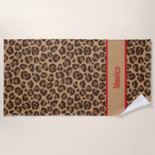 Serviette De Plage Luxury Red with Leopard Print (Devant)