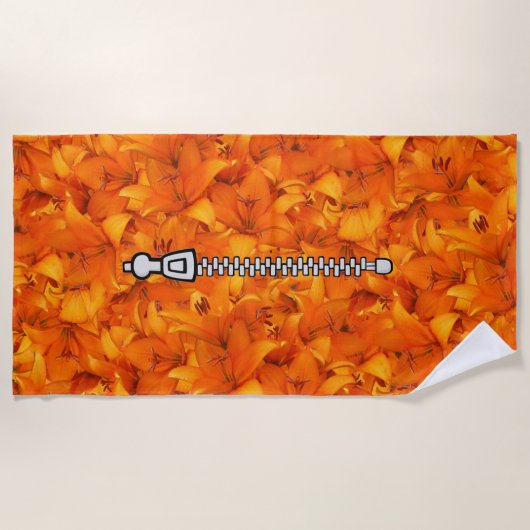 Serviette De Plage Lys orange avec casier zip (Devant)