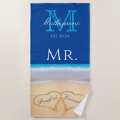 Serviette De Plage M. Beach Coeurs de mariage dans la famille de sabl (Devant)