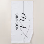 Serviette De Plage M. Black Et White Mariée Personnalisée (Devant)