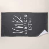 Serviette De Plage M. lune de miel d'écriture de manuscrit de mariage (Devant)