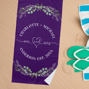 Serviette De Plage M. mrs newlyweds lavande violet