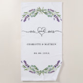 Serviette De Plage M. mrs nouvellement mariés lavande mariage (Devant)