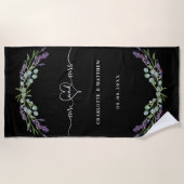 Serviette De Plage M. mrs nouvellement mariés lavande noir mariage (Devant)