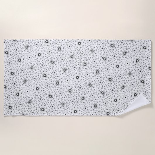 Serviette De Plage Maacah001 B&W Doodle abstrait (Devant)